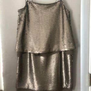 Banana Republic Petit Bronze silk and Sequined Mini dress. NWT